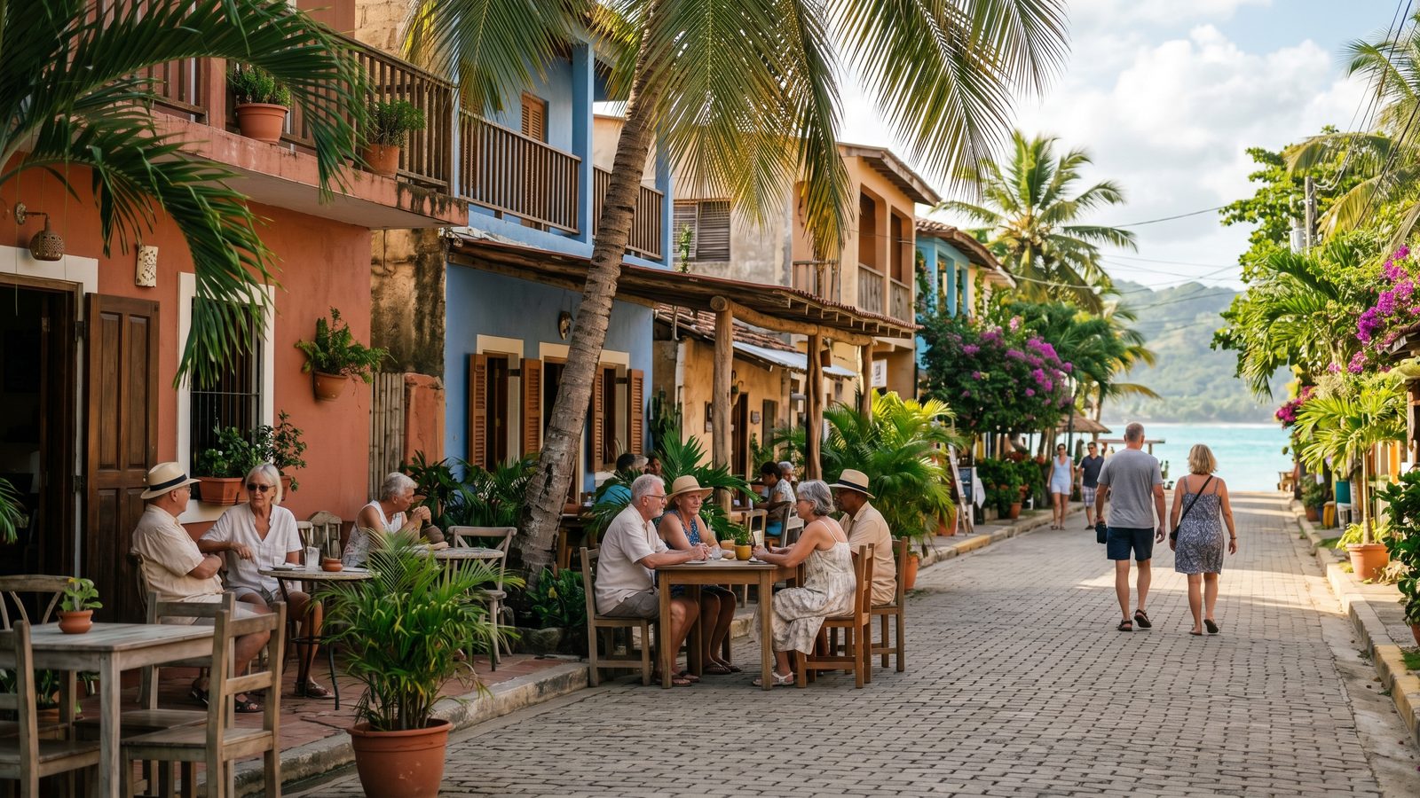 Caribbean town scene representing the best places to retire in the Dominican Republic